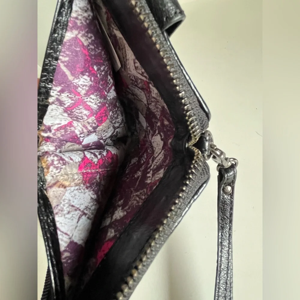 Elliot Lucca Black Woven Wristlet Wallet Money Cards Holder Clutch - Picture 4 of 12